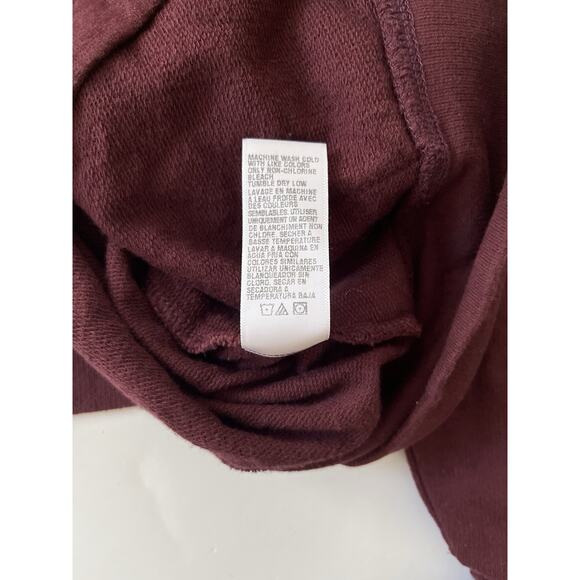 James Perse Cotton-Terry Hoodie Sweatshirt Women 1(S) Maroon Athleisure - Picture 6 of 8